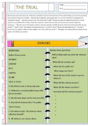 English worksheet: READING THE TRIAL