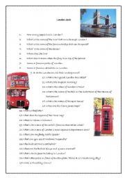 English Worksheet: London Quiz