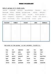 English worksheet: MIXED VOCABULARY