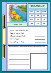 English Worksheet: Pooh goes fishing