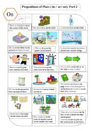 English Worksheet: PREPOSITIONS OF PLACE (IN/ ON/ AT)- PART 2( PICTURE GRAMMAR)