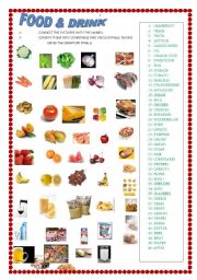 English Worksheet: FOOD & DRINKS & PLURAS