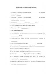 English Worksheet: International Date Line