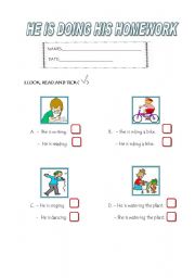 English worksheet: EXERCISES ABOUT  PRESENT CONTINUOUS TENSE