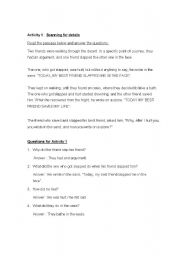 English Worksheet: an aspiring story