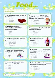 English Worksheet: facts about food - did you know?