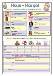 English Worksheet: Have - has got