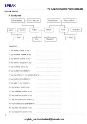 English Worksheet: Family Tree