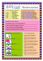 English Worksheet: HAVE GOT / HAS GOT