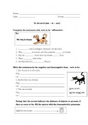 English worksheet: Verb to be, demostrative pronouns, numbers and colours