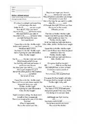 English Worksheet: Thriller - Michael Jackson
