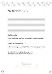 English worksheet: My partner