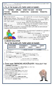 English Worksheet: Project on WORK & MONEY - PART 2 - SHARING & ANSWER KEY