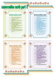 English Worksheet: CONVERSATION CARDS part 2