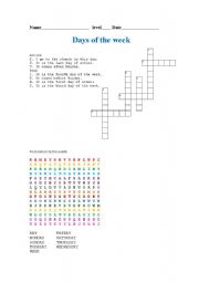 English Worksheet: days of the week