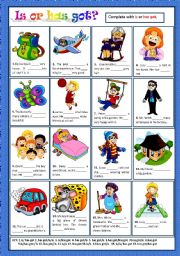 English Worksheet: IS OR HAS GOT? + KEY