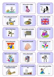 English Worksheet: Tell us about... 36 speaking cards on different topics. Editable!