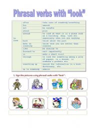 English Worksheet: Phrasal verbs with 