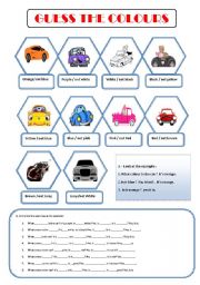 English worksheet: GUESS THE COLOURS OF THE CARS