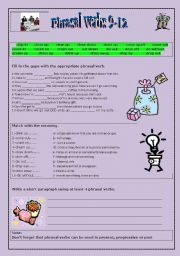 English Worksheet: Phrasal verbs review 9-12