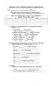 English worksheet: Grammar Worksheet