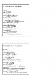 English worksheet: oral work