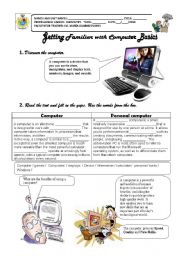 English Worksheet: Getting familiar with computer