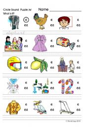 English Worksheet: Circle Sound Puzzle 14: phonics the /e/ sound