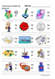 English Worksheet: Circle Sound Puzzle 15: phonics the /oy/ sound