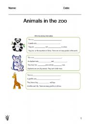 English worksheet: Animals