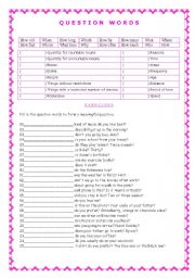 English Worksheet: Question Words