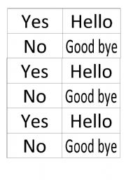 English worksheet: Hello Good Bye memory game