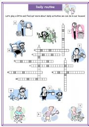 English Worksheet: Daily routine crossword puzzle