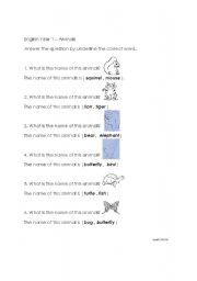 English worksheet: Animal