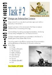 English Worksheet: Design a World War 2 lesson