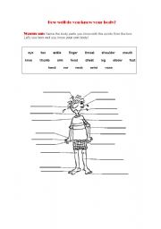 English Worksheet: human body