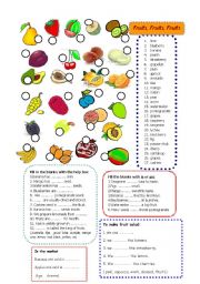 English Worksheet: Fruits