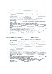 English worksheet: Joy Luck Club (Twenty Six Malignant Gates) worksheet