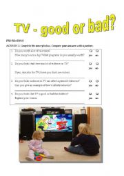 English Worksheet: TV good or bad?