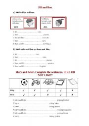 English Worksheet: like - not like