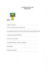 English Worksheet: classroom english