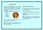 Meals in England - UPDATED VERSION! With True or False statements and Wordsearch