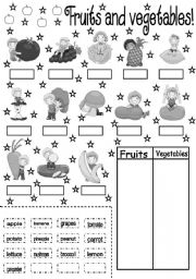 English Worksheet: fruits and vegetables