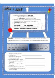 English worksheet: NOUN + NOUN