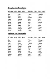 English worksheet: irregular verbs