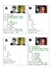 English Worksheet: Beatles pair-work