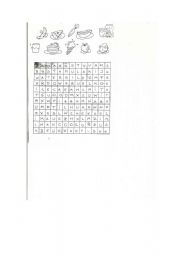 English Worksheet: food crossword