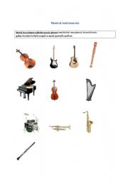 English worksheet: musical instruments