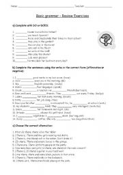 English Worksheet: Basic structures exercises
