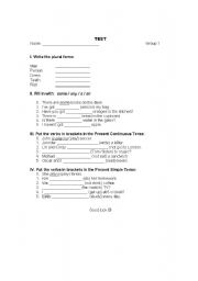 English Worksheet: grammar test